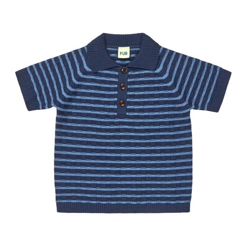 FUB Strikket Polotrøje Dark Navy Washed Indigo | Blå | 90 cm
