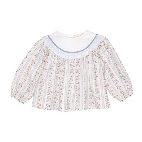 Flöss Abigail Bluse Soft White Bright Blue | Hvid | 128 cm