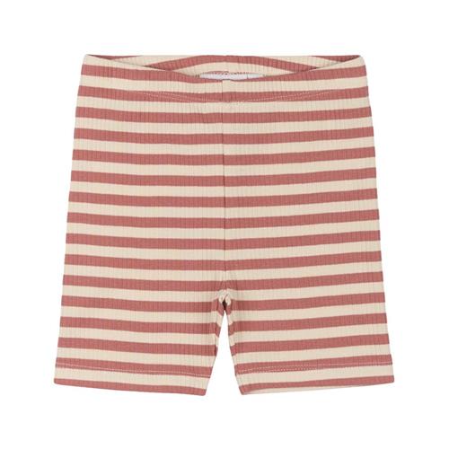 The New Siblings GOTS Uni Ribbede Shorts Old Rose Striped | Lyserød | 110 cm