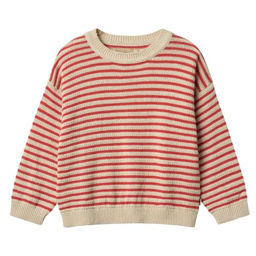 Wheat Leise Strikket Sweater Red Stripe | Rød | 98 cm