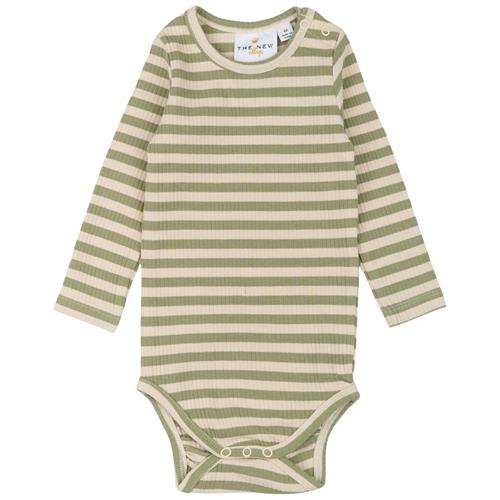 The New Siblings GOTS Uni Ribbet Baby Body Tea Striped | Grønn | 86 cm