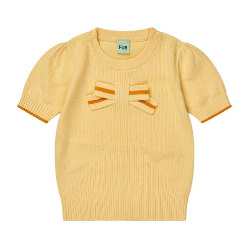 FUB Strikket Kortærmet Sweater Vanilla 120 cm  Gul  120 cm  kvinde
