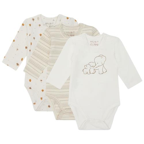 Hust&Claire Base 3-pak Baby Body Snow White | Hvid | 68 cm