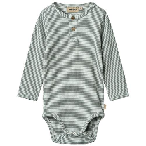 Wheat GOTS Benny Baby Body Stormy Sea Stripe | Grønn | 80 cm