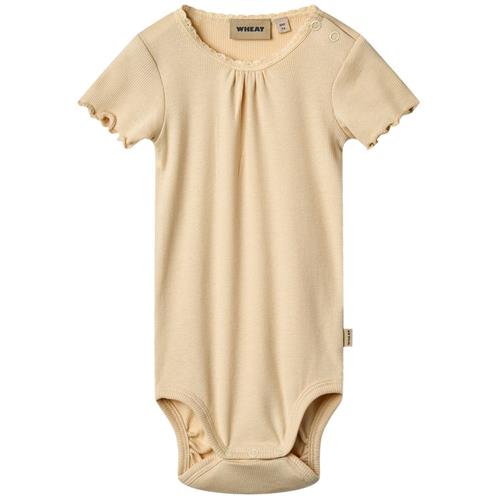 Wheat Edna Ribbet Kortærmet Baby Body Macadamia | Beige | 68 cm