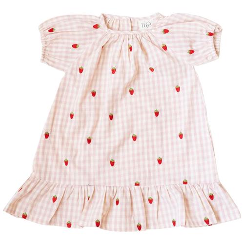 Flöss Dolly Kjole Pink Berry Gingham | Lyserød | 116 cm