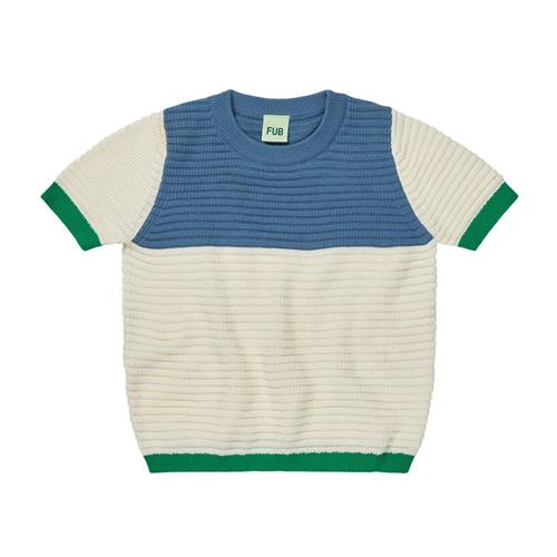 FUB Strikket Kortærmet Top Ecru/washed Indigo | Blå | 120 cm