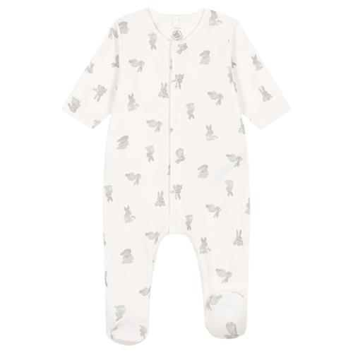 Petit Bateau Kaninmønstret Rørstrik Onesie Marshmallow Grey | Hvid | Newborn