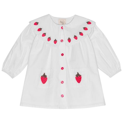 Flöss Everlyn Langærmet Kjole Bright White Berry | Hvid | 116 cm