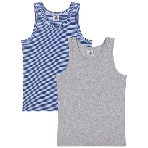 Petit Bateau Stripy 2-pak Bomulds-tanktop Newbleu Marshmallow | Grå | 10 years