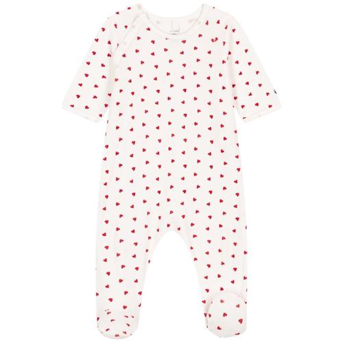 Petit Bateau Velour Med Hjertemønster Onesie Marshmallow Terkuit | Hvid | 18 months
