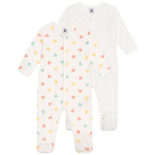 Petit Bateau 2-pak Bomuld Onesie Marshmallow Herbier | Hvid | 6 months