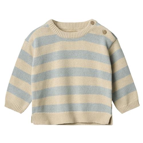 Wheat GOTS Morgan Strikket Sweater Blue Stripe | Blå | 62 cm