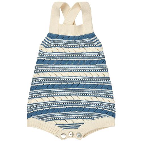 FUB Strikket Romper Ecru/washed Indigo | Blå | 68 cm