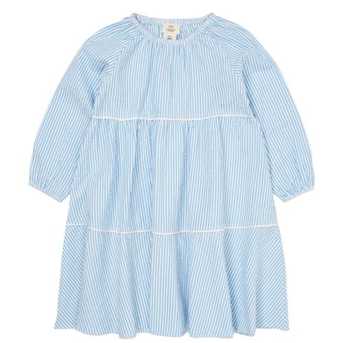 Copenhagen Colors Bow Seersucker-kjole Sky Blue Cream Stripe | Blå | 110 cm
