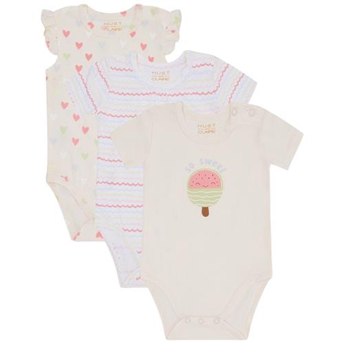 Hust&Claire Bella 3-pak Baby Body White | Hvid | 74 cm