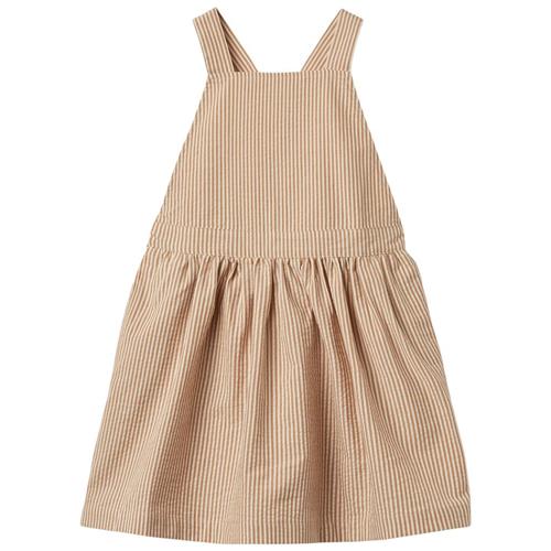 Wheat Agnes Pinafore-kjole Caramel Stripe 104cm  Beige  104 cm  kvinde