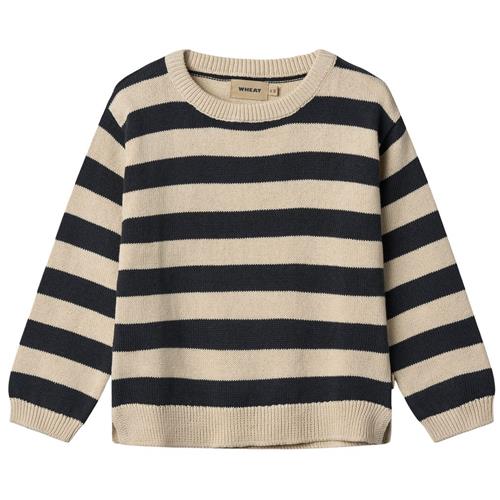 Wheat GOTS Morgan Strikket Sweater Navy Stripe | Marine blå | 128 cm