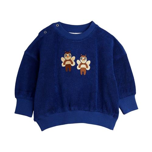 Mini Rodini GOTS Bees Emb Terry Sweatshirt Blue | Blå | 68/74 cm