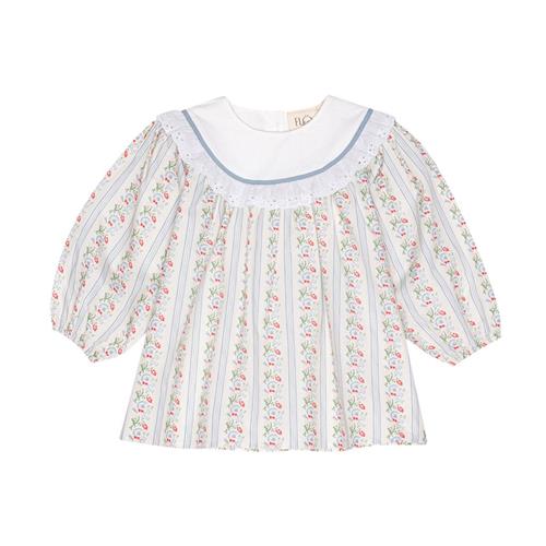 Flöss Abigail Kjole Soft White/Bright Blue | Hvid | 128 cm