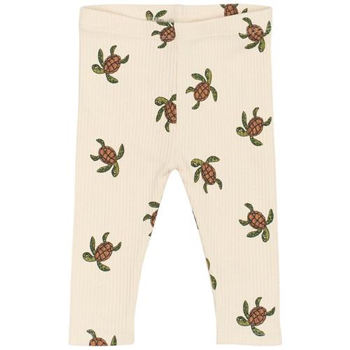 The New Siblings GOTS Owen Ribbede Leggings White Swan Aop 62 cm  Hvid  62 cm  mand