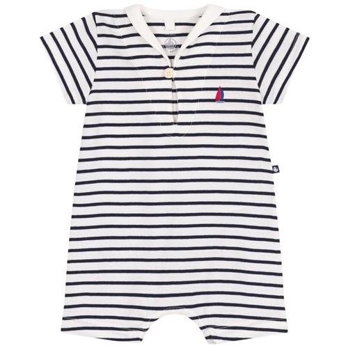 Petit Bateau Playsuit I Bomuld Med Sømandskrave Marshmallow Smoking | Hvid | 3 months
