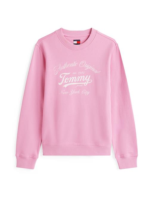 Tommy Jeans Sweatshirt 'ESSENTIAL'  pink / hvid