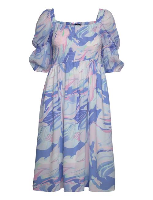 Dalla Verona Smocked Midi Dres French Connection Blue