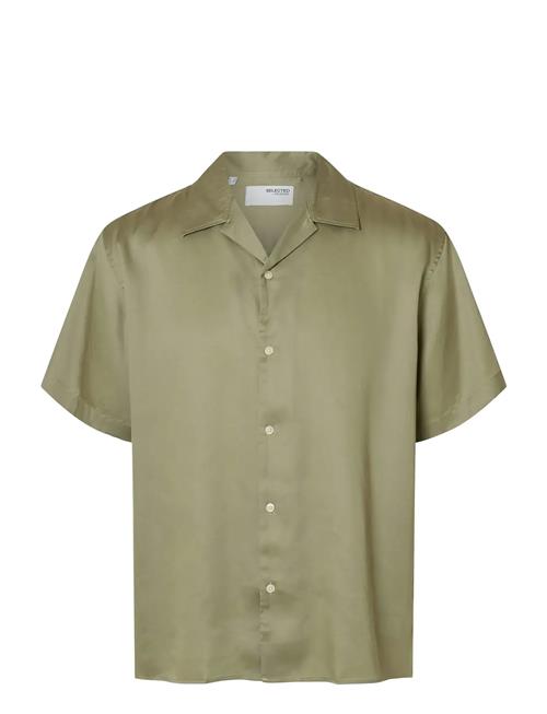 Slhrlxcharlie Satin Ss Shirt Resort Selected Homme Green