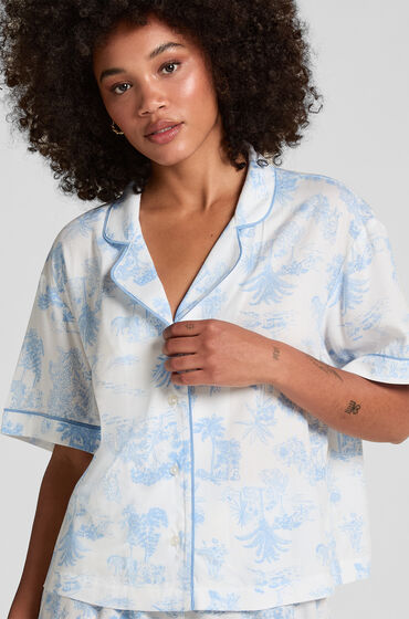 Se Hunkemöller Vævet jakke med korte ærmer Blå ved Hunkemøller