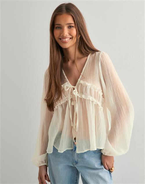 Nelly - Hvid - Effortless Crincle Blouse