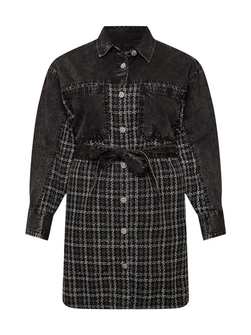 River Island Plus Blusekjole  sort / black denim / hvid