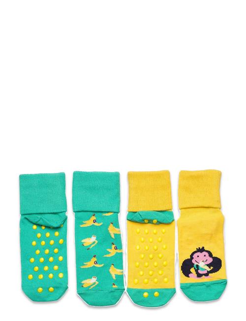 2-Pack Kids Monkey & Banana Anti Slip Socks Happy Socks Patterned