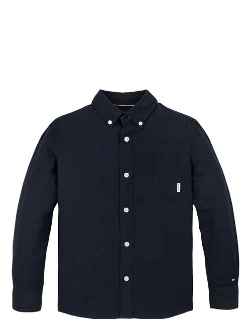 Se Linen Blend Relaxed Shirt Ls Tommy Hilfiger Navy ved Booztlet