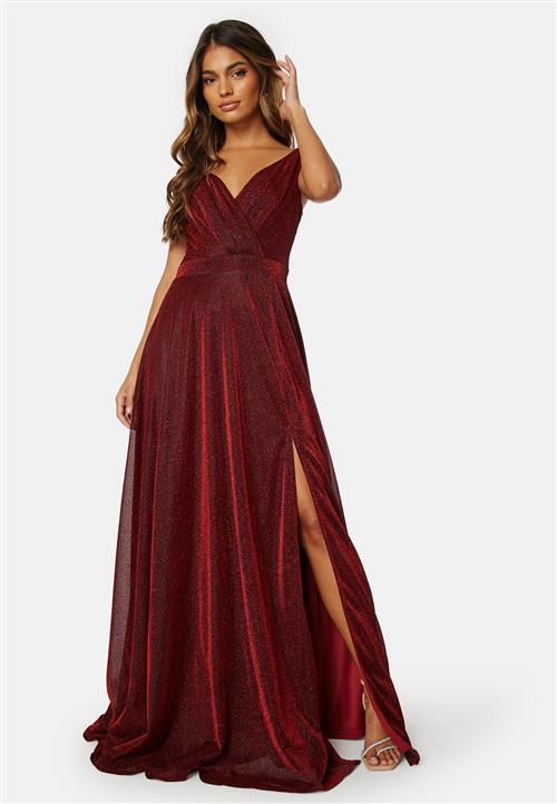 Goddiva Glitter Wrap Maxi Dress