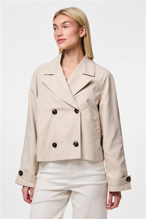 Scarlett Short Trenchcoat - Silver Gray - M - PIECES