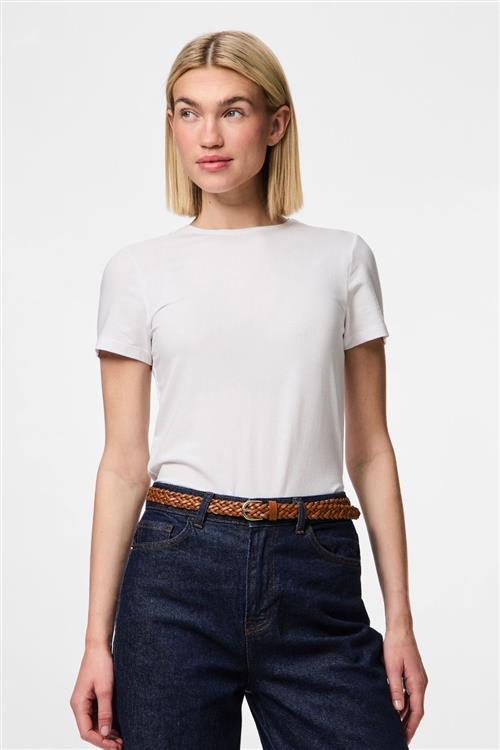 Avery Leather Braided Slim Belt - Cognac - 90-cm - PIECES