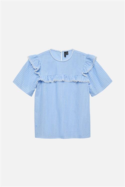Bell Frill Stripe Top - Cashmere Blue / White - XL - Vero Moda