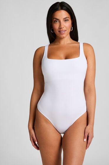 Hunkemöller Body i bomuldsrib hvid