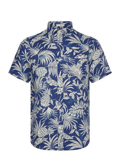 Reg Botanical Linen Print Ss Shirt GANT Blue