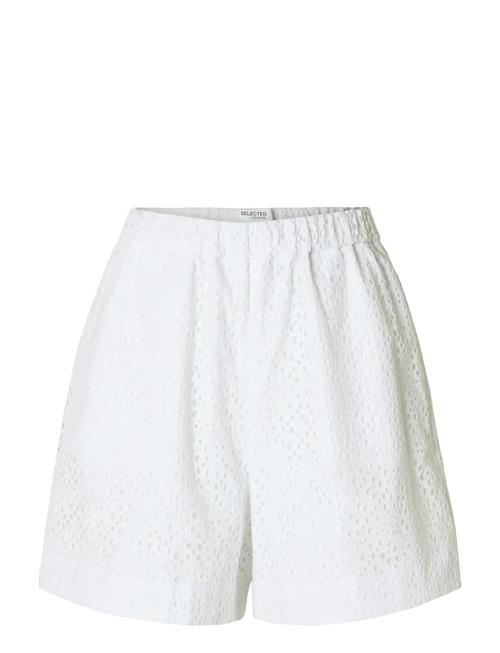 Slflaerke Hw Wide Broderi Ang Shorts B Selected Femme White