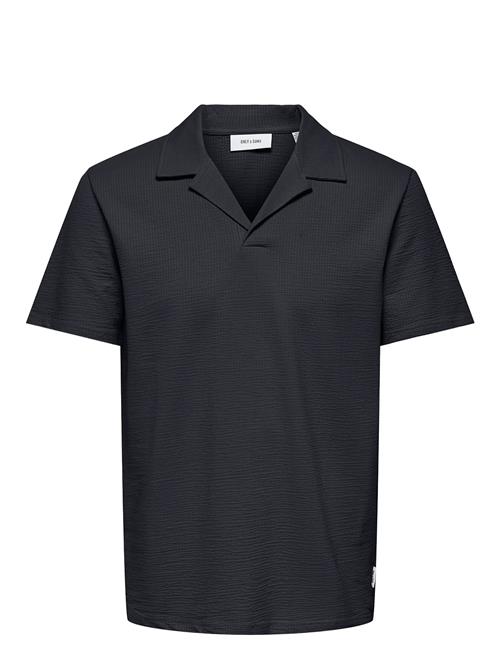 Onskian Reg Seersucker Resort Polo ONLY & SONS Navy