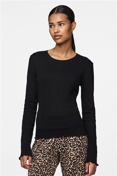 Marie O-Neck Poin Top - Sort - PIECES