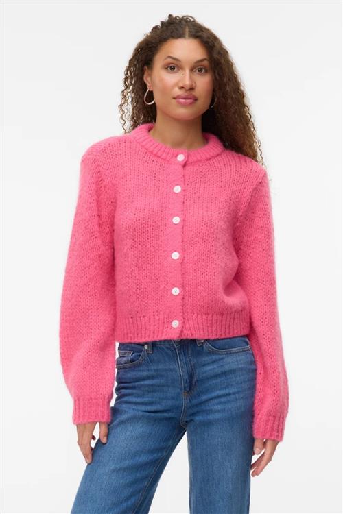 Wilo O-Neck Cardigan - Hot Pink - L - Vero Moda