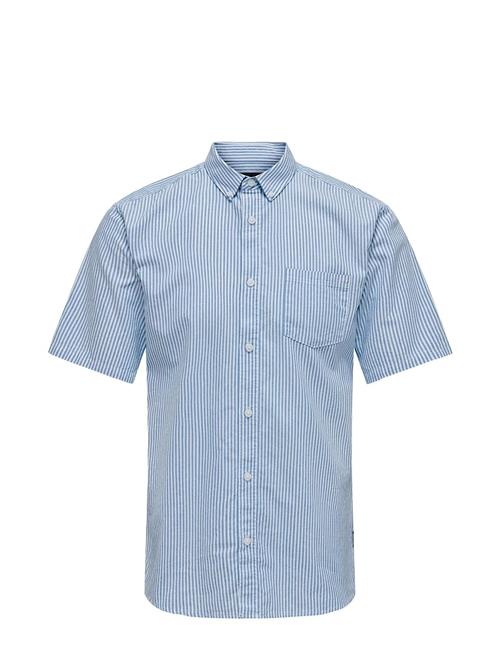 Onsremy Ss Slim Wash Stripe Oxford Shirt ONLY & SONS Blue