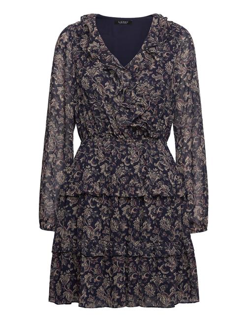 Floral Crinkle Georgette Surplice Dress Lauren Ralph Lauren Navy