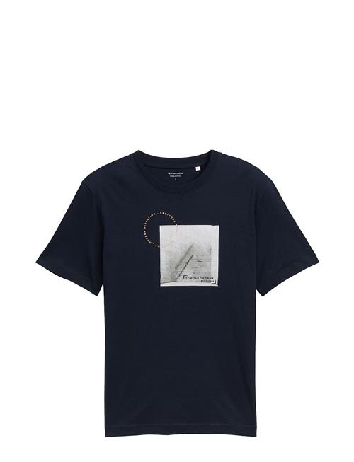 Se T-Shirt With Photoprint Tom Tailor Navy ved Booztlet