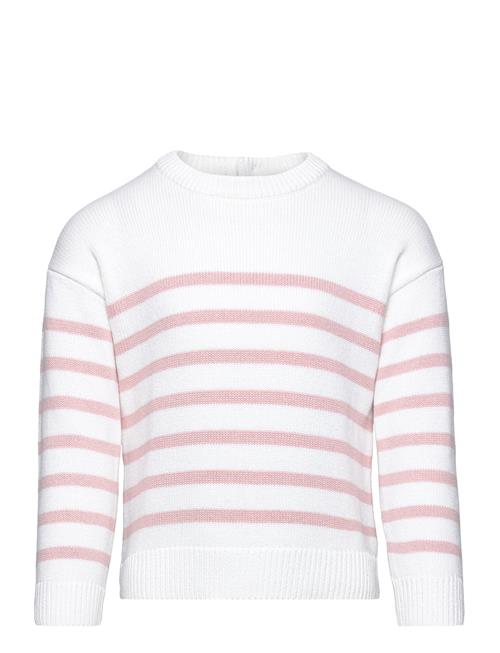 Striped Cotton-Blend Sweater Mango Pink