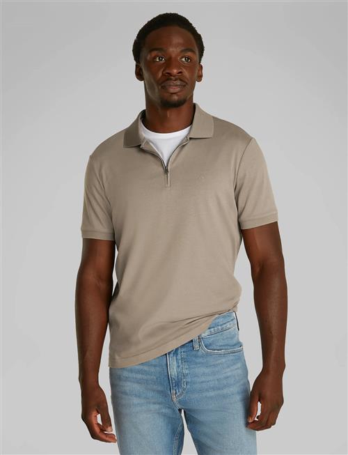 Smooth Cotton Welt Zip Polo Calvin Klein Grey