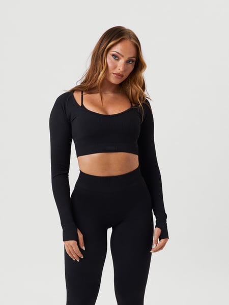 Björn Borg Alice Stenlöf Seamless Cropped Longsleeve Sort, M
